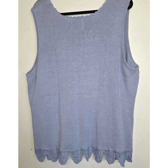 Storybook Knits Pastel Blue Tank Sweater Top Plus Sz 3X Crocheted HSN Tags Rare - Picture 5 of 16